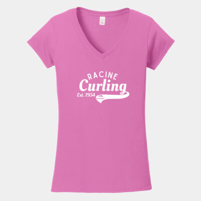 Racine Curling - Softstyle ® Ladies Fit V Neck T Shirt Thumbnail