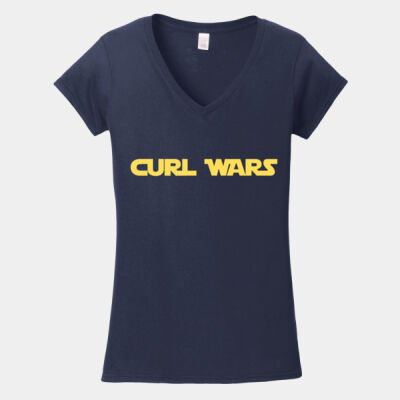 Curl Wars - Softstyle ® Ladies Fit V Neck T Shirt Thumbnail